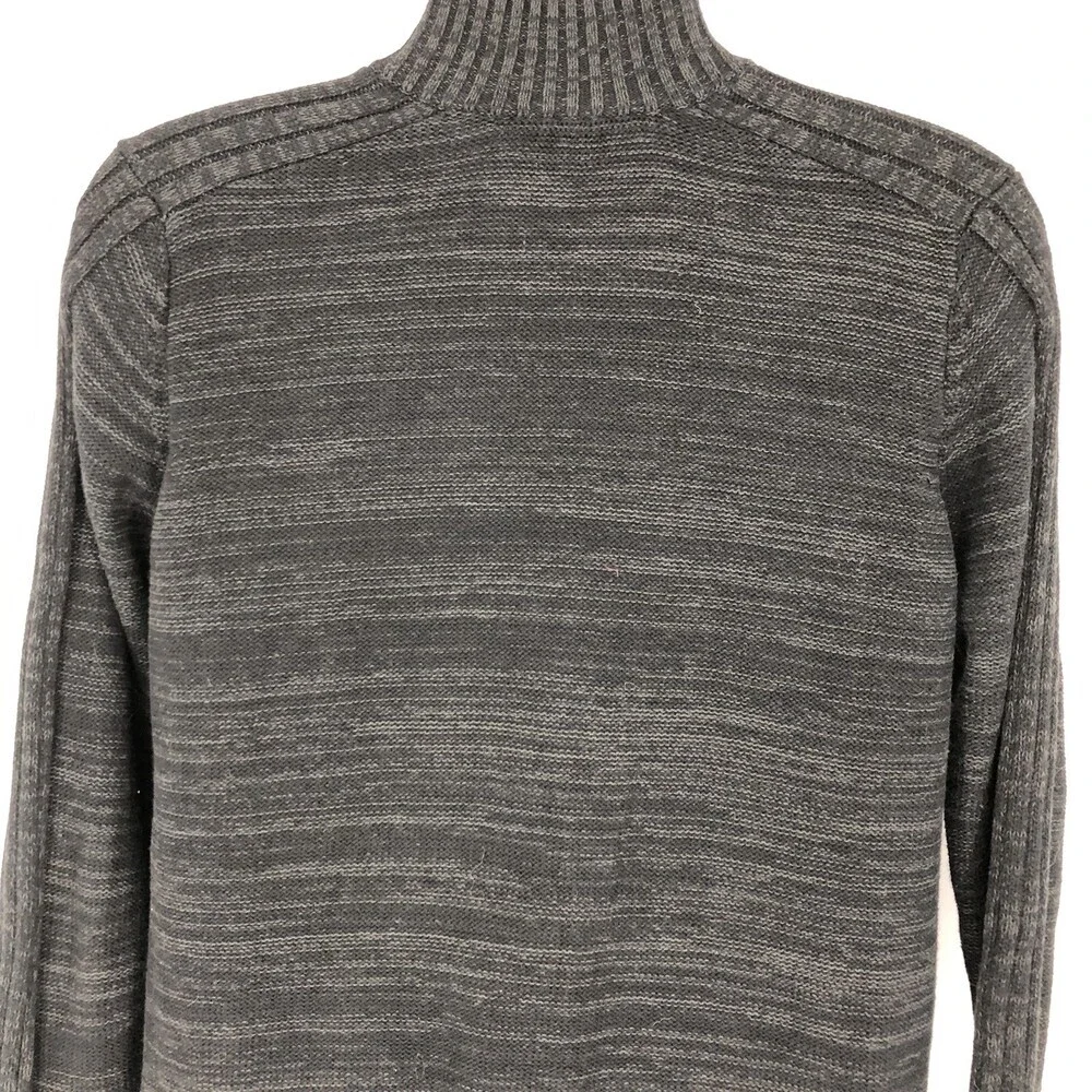 Columbia Men's 1/4 Zip Pop Over Cotton Grey Black Knit Sweater Size Medium